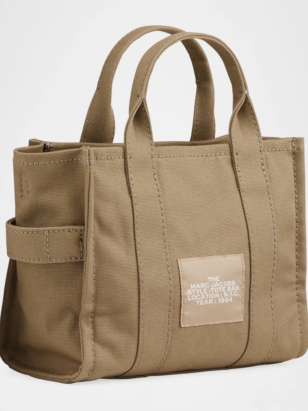 Marc Jacobs The Small Tote Bag | Canvas Crossbody Tote | Warm Taupe - Picture 2 of 5